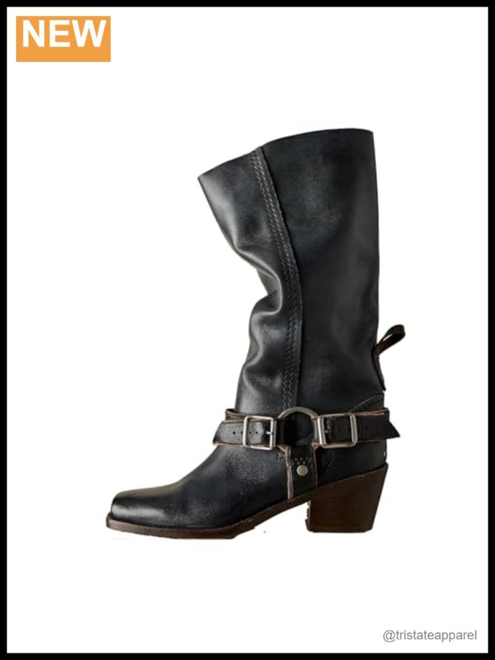 Women's Knee High Cowboy Boots Square Toe Pull On Stacked Chunky Heel Faux
